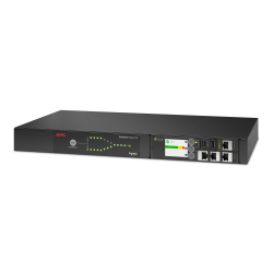 APC NetShelter Rack Automatic Transfer Switch, 1U, 16A, 230V, 2 C20 IN, 8 C13, 1 C19 OUT, 50/60Hz - APC by Schneider Electric